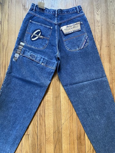 パンツ PELLE PELLE/JEANS CO BLACK CARPENTER Pelle Pelle jeans, shiny black, vintage baggy, silver