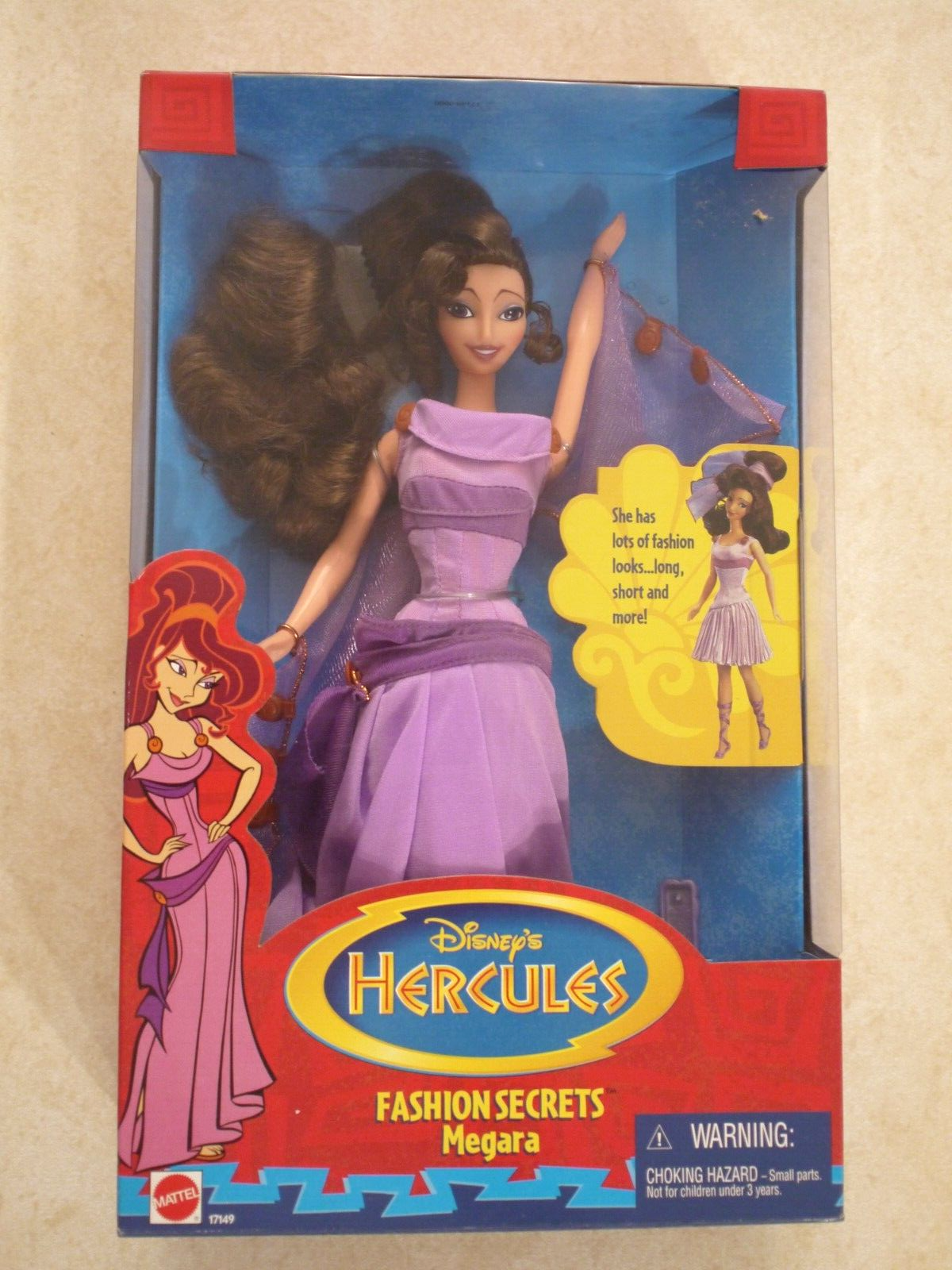 Vintage Disney Hercules Fashion Secrets Megara Doll - Mattel 1996
