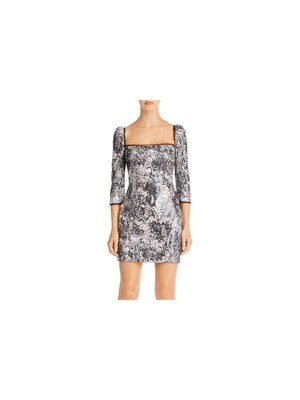 Женское мини-коктейльное платье RACHEL ZOE с квадратным вырезом и коротким рукавом + расклешенное платье-клеш