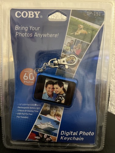 COBY Digital Photo Keychain DP151 Blue Holds 60 Color Display 1.5