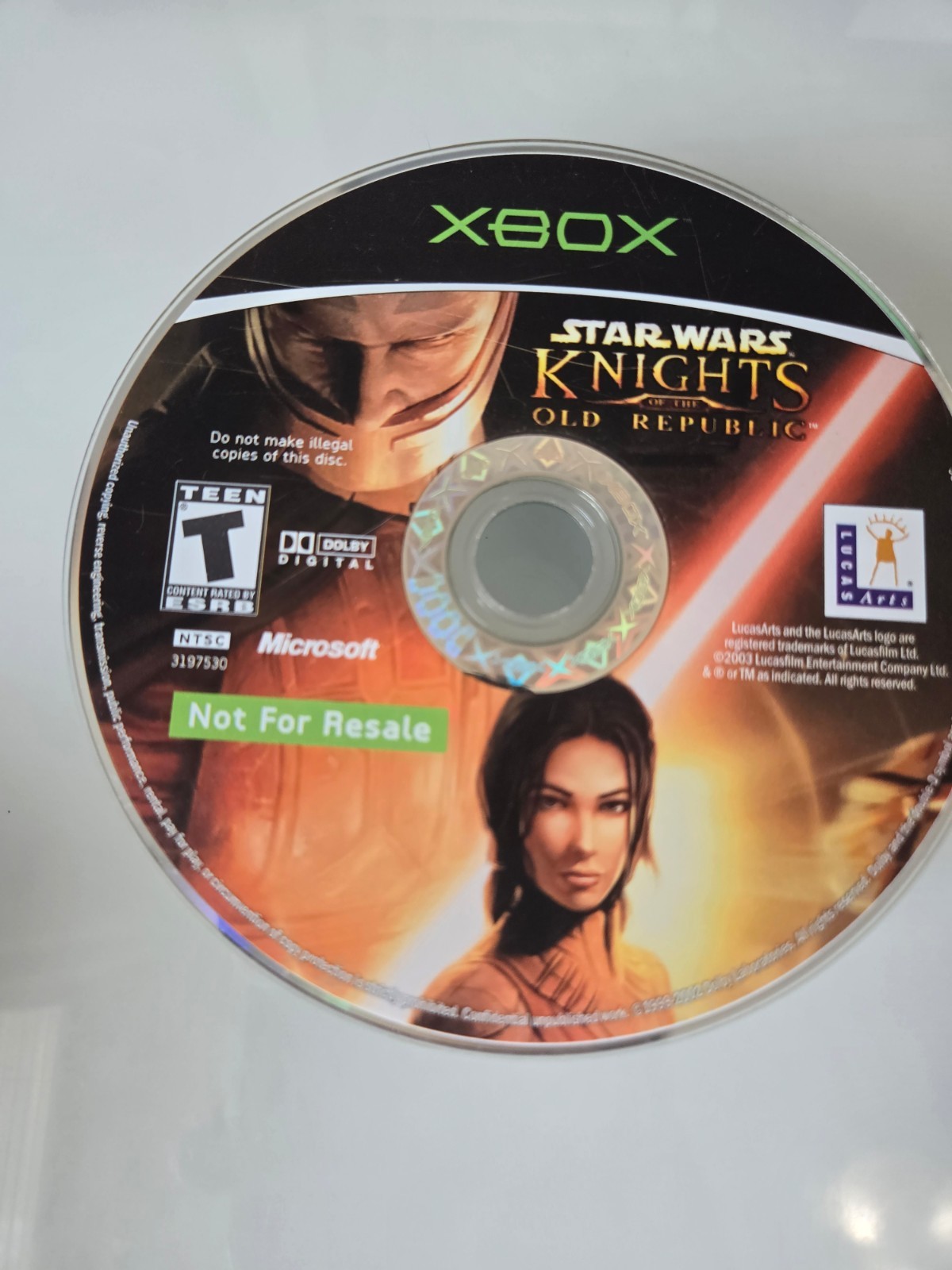 Star Wars Knights of the Old Republic - Not For Resale (Xbox, 2003) DISC ONLY