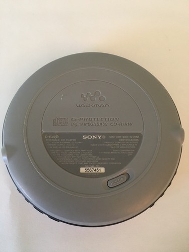 SONY CD Walkman D-EJ011 G-Protection Mega Bass CD-R/RW Silver Tested and Working