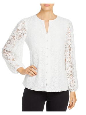 

KARL LAGERFELD Женская белая блузка с пышными рукавами и пуговицами с жемчугом, Белый