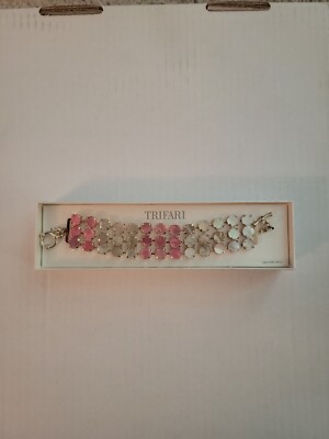 Vintage Trifari Pink & Pearl Genuine Shell Bracelet/NEW/ READ DETAILS 