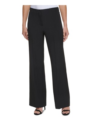 

DKNY Женские черные широкие брюки со складками и высокой талией на крючках, миниатюрные, Черный, XL1P2289