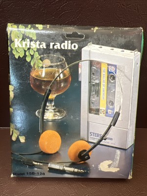 Vintage NOS Krista Model 15B-128 Mini Stereo Headphones Dead Stock Unpunched Box