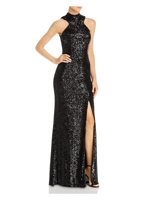 

AQUA DRESSES Черное женское вечернее платье без рукавов с открытой спиной и греческим вырезом, Черный