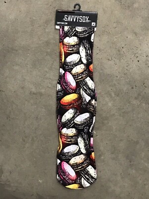 NEW! Macaron Macaroon Cookie French Baker Retro Socks Men Fits Sizes 7-13 Gift