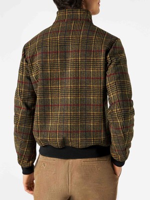 Pre-owned Mc2 Saint Barth Man Mid-weight Prince Of Wales Bomber Jacket In Black