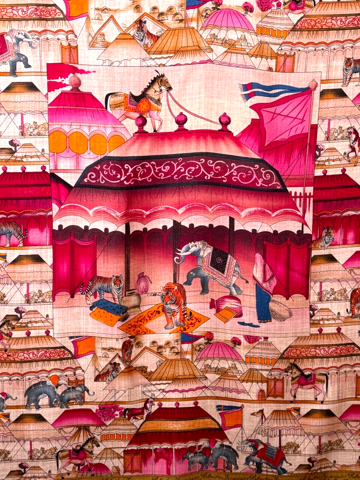 Cashmere & Silk Shawl Scarf with Circus Theme in Soft Challis A355