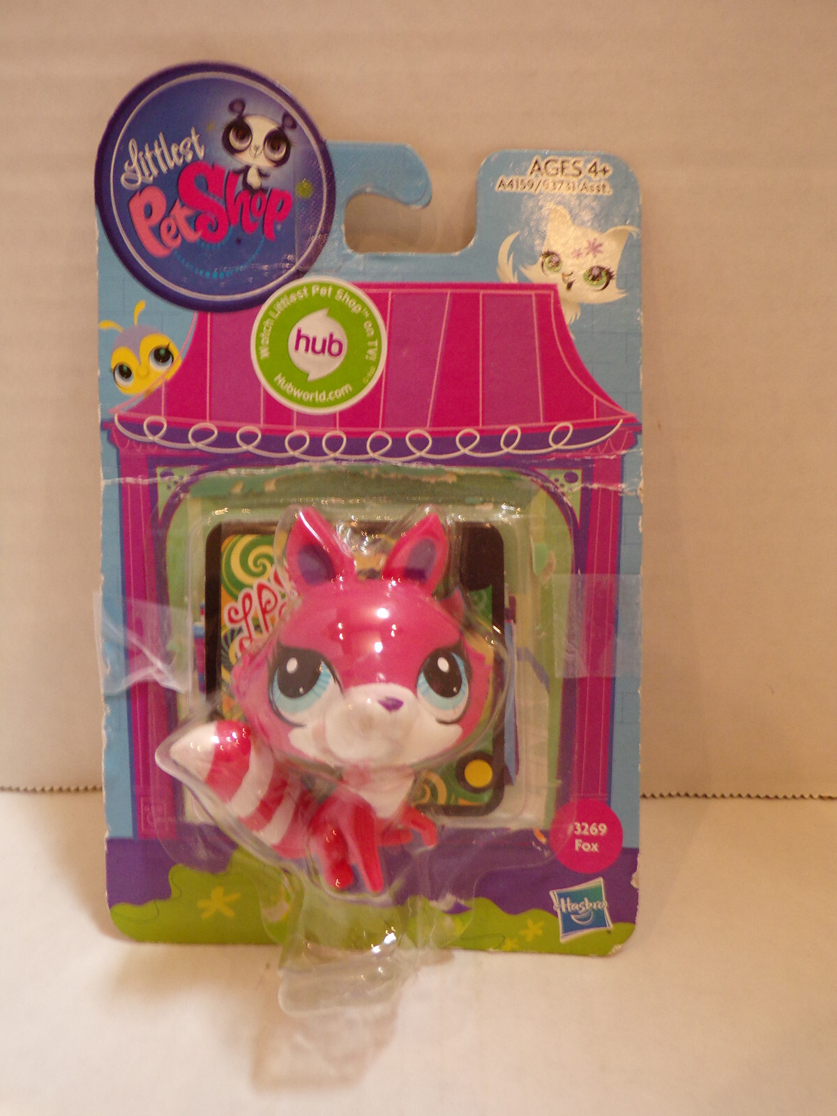 Littlest Pet Shop~#3269~Sweetest Fox~Pink White~Striped Tail