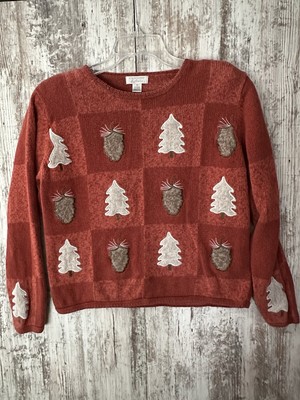CHRISTOPHER & BANKS Women's Size M Rust Fall/Winter Embroidered Sweater