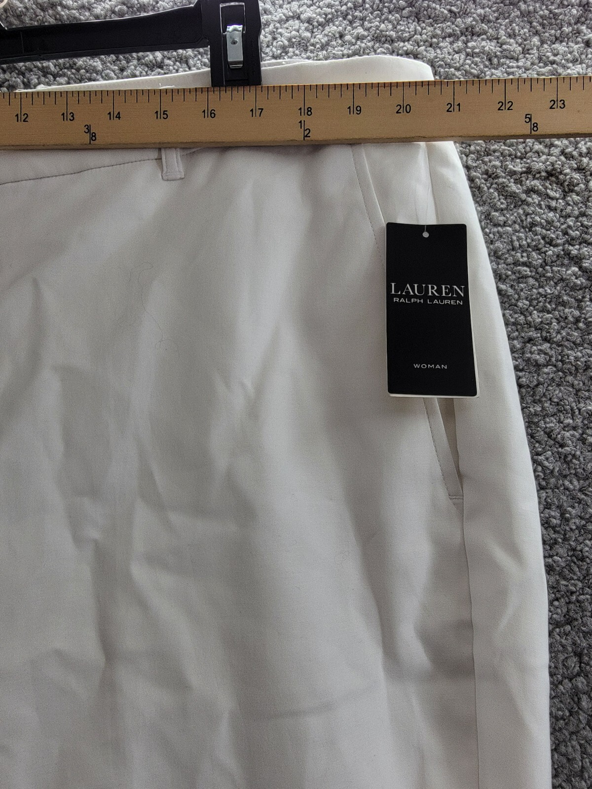 Lauren Ralph Lauren Plus Size Stretch Crop Pants Women's 18W White Zip Hook&Bar - Picture 5 of 18