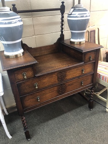 Antique Renaissance Barley Twist Wash Stand-RARE