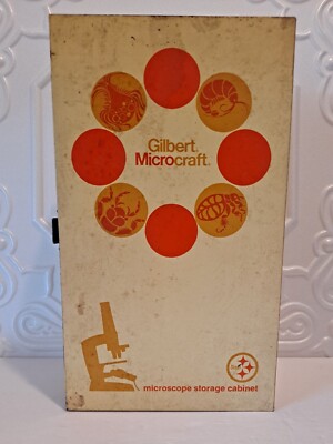 Gilbert Microcraft Microscope With Storage Cabinet And Accessories Vintage Toy