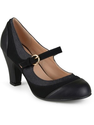 

JOURNEE COLLECTION Женские черные туфли-лодочки Mary Jane Siri на блочном каблуке с носком, 9 м, Черный, SIRI-PUMP