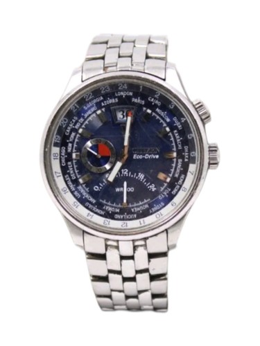 美品【稼働品】CITIZEN　シチズン　J304　ブラック　シルバー　ソーラー シチズン アテッサ ブラックチタン ムーンフェイズ ルナ