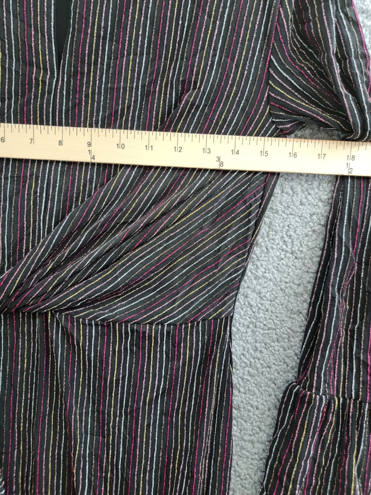 French Connection Paula Keyhole Midi Dress Women's M Blackout Multi Long Sleeve - Picture 6 of 16