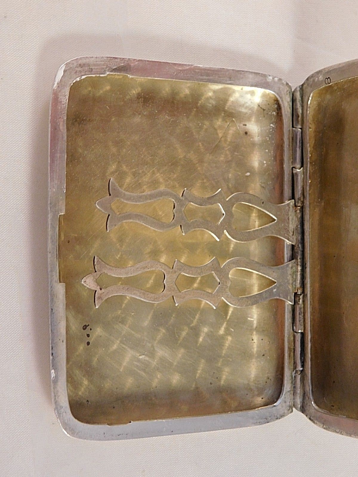 ANTIQUE SCHMITZ, MOORE & CO STERLING SILVER & 14K GOLD CIGARETTE CASE