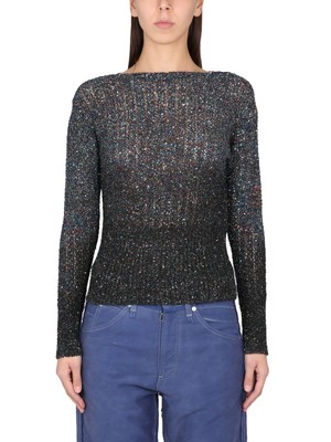 Pre-owned Maison Margiela Sequined Knit Top In Gray