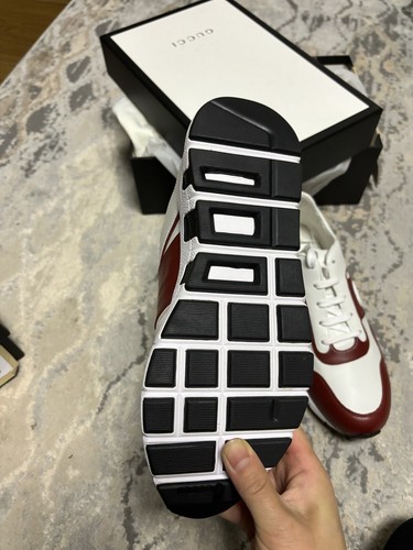 Pre-owned Gucci Women Sneakers Burgundy And White With  Logo Size 35.5 Or 39.5