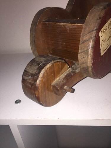 Shelf Decor or Prop for Bears or Larger Dolls Wooden Wheel Barrow Heart Shaped