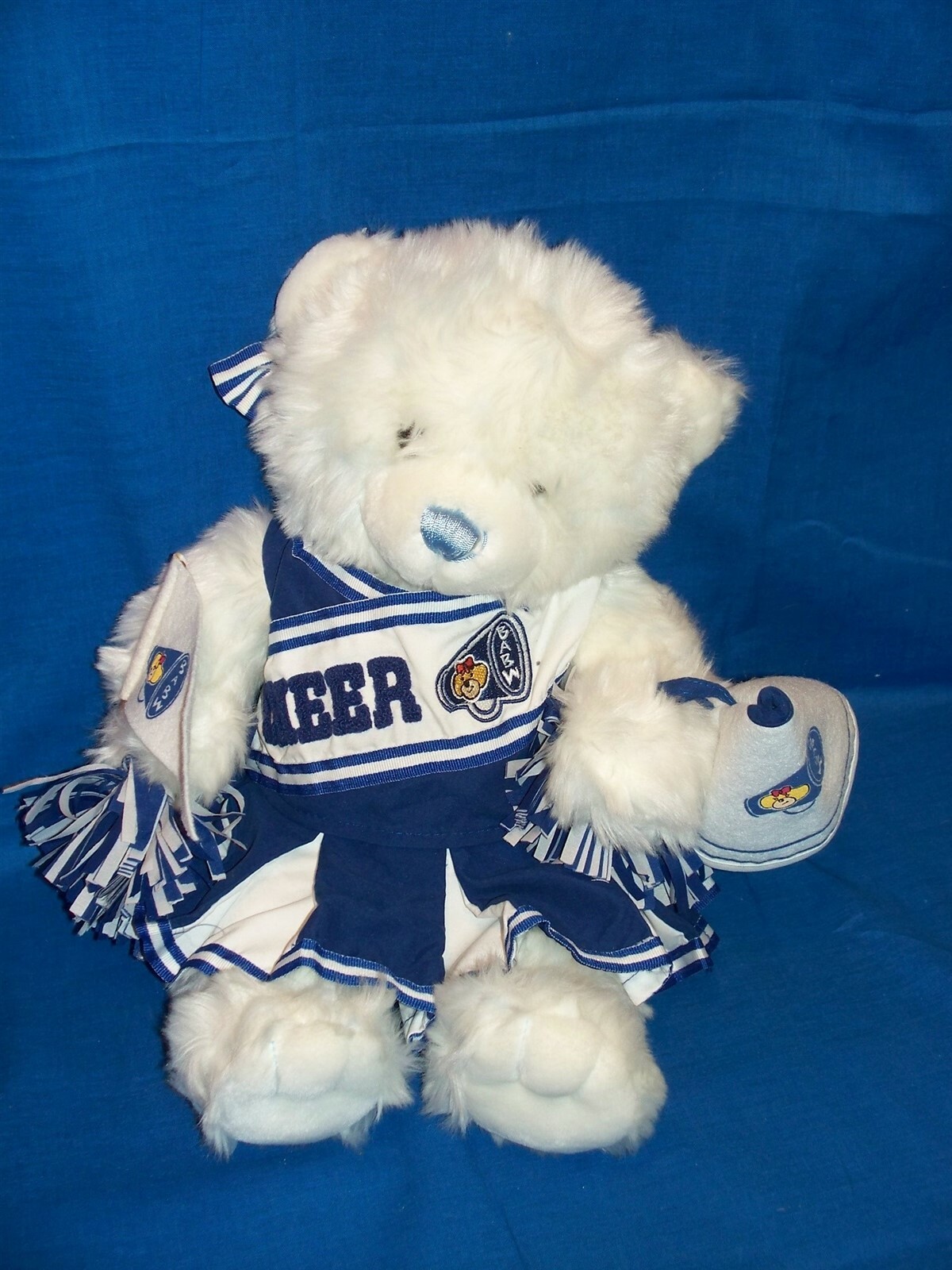 Build a Bear Workshop BABW plush Blue Cuddles Teddy cheerleader