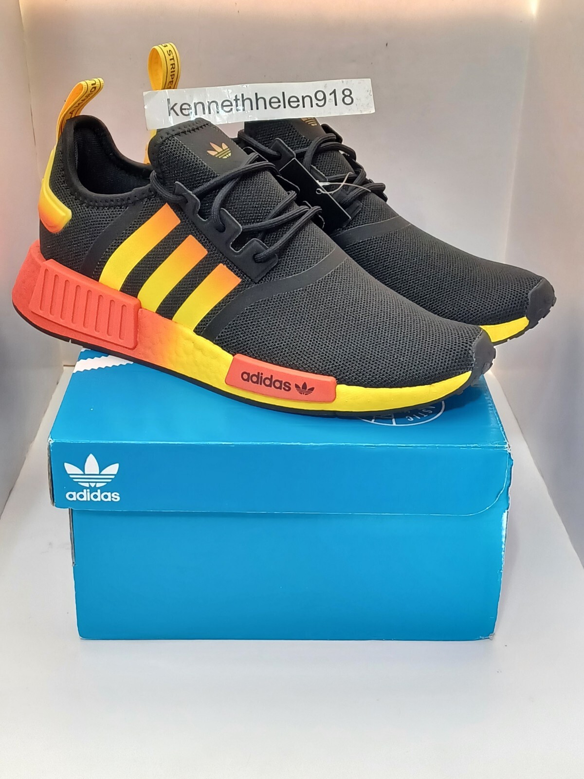 NEW ADIDAS ORIGINALS NMD R1 SHOES FZ5877 BLACK ORANGE YELLOW MENS SIZE 8.5  | eBay