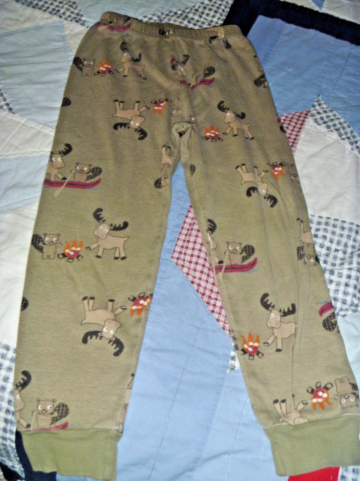 GYMBOREE boys 5 MOOSE PAJAMA PANTS brown SKI HOODIE sweatshirt SCHWEITZER small