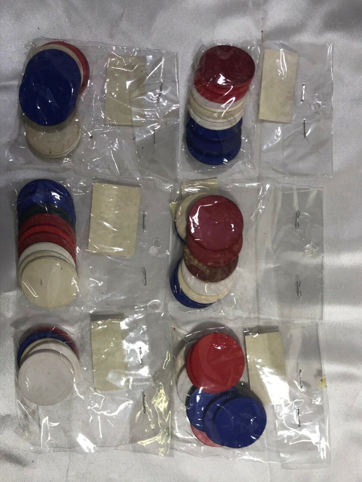 Vintage lot of red white blue bingo chips plastic