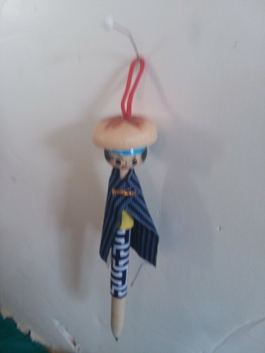 Angry China Man Wood Pen Ornament