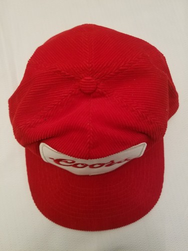 Vintage Coors Beer Patch Red Corduroy Trucker Strapback Hat