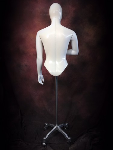Female Mannequin White Dress Form head & Arms on Adjustable Rolling Taylor Stand