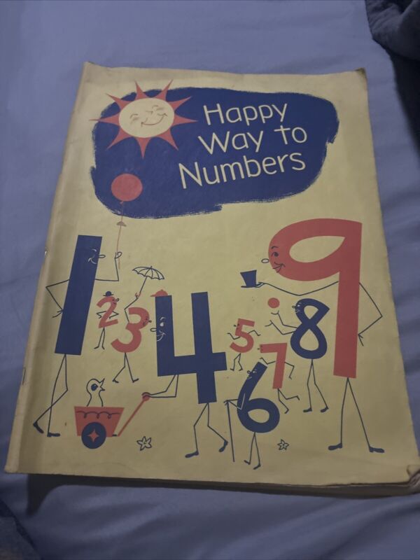 1953 Happy Way To Numbers Ambrose Vintage Work Book Coloring  Unused Oversized