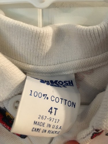 Oshkosh B’Gosh Polo White Cars Made In USA Toddler Boy Shirt