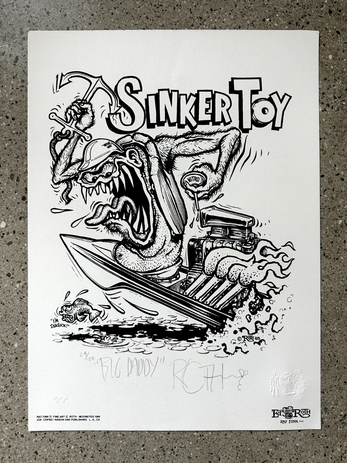 Ed Big Daddy Roth Sinker Toy RAT FINK Signed SILKSCREEN Ed Big Daddy Roth Sinker Toy RAT FINK Signed SILKSCREEN