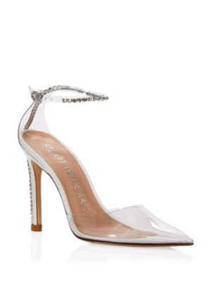 STUART WEITZMAN/ женские прозрачные гламурные туфли-лодочки на шпильке с острым носком из 100% хлопка 6 B