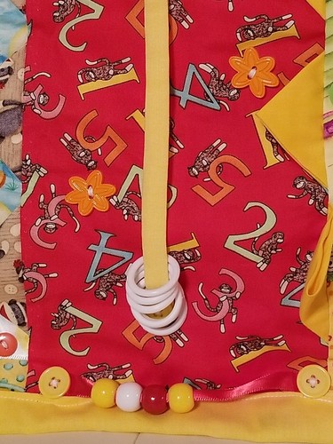 Handmade Fidget Lap Blanket Quilt baby toddler kids autism numbers farm yellow
