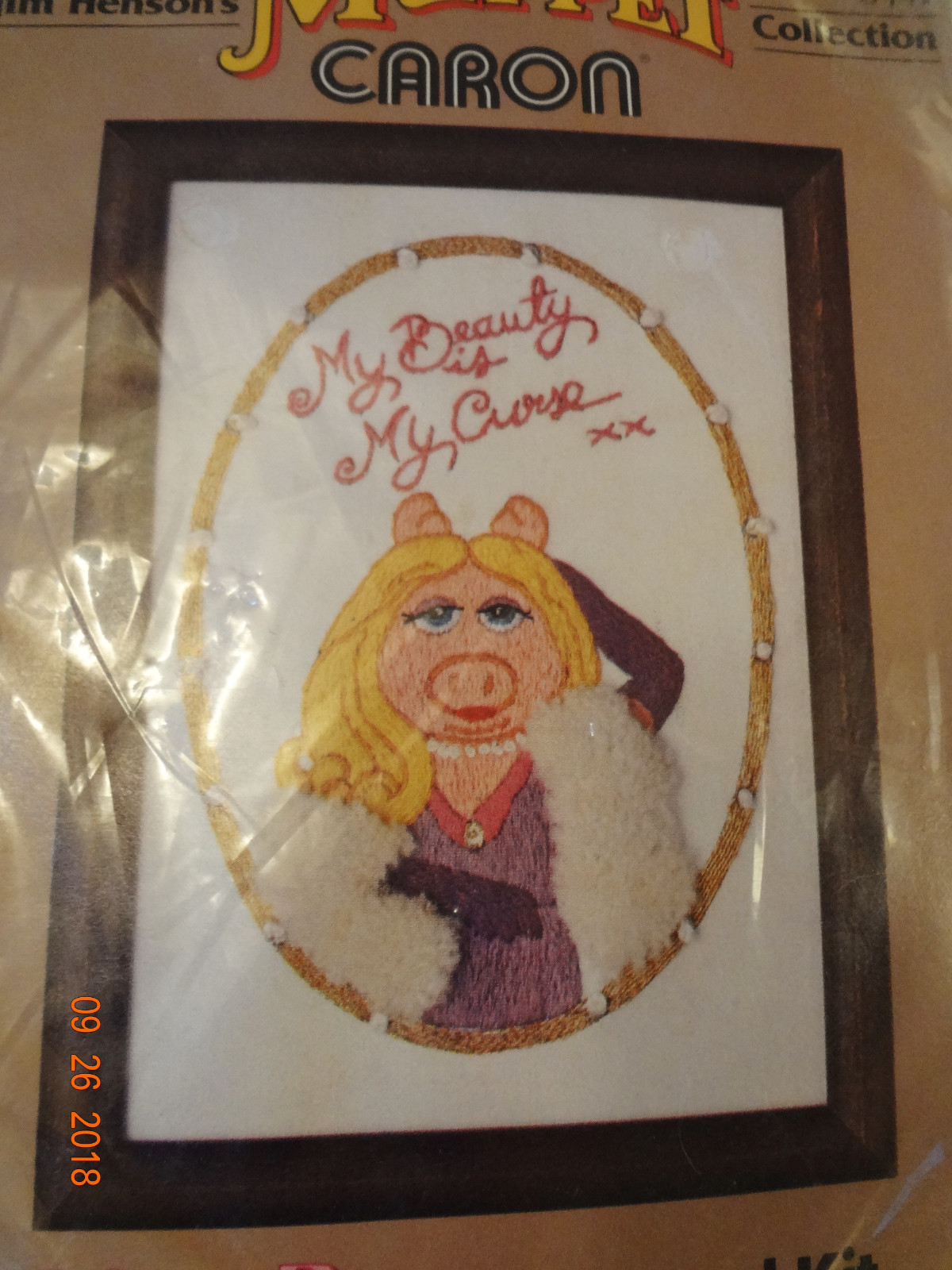 Vintage Caron Crewel Kit Muppets Miss Piggy Crewel Embroidery Kit