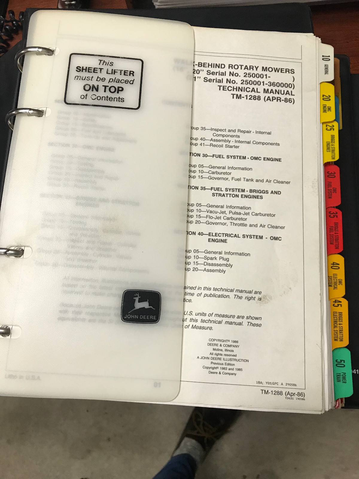 John Deere Technical Manual TM-1288 Walk Behind Rotary Mowers