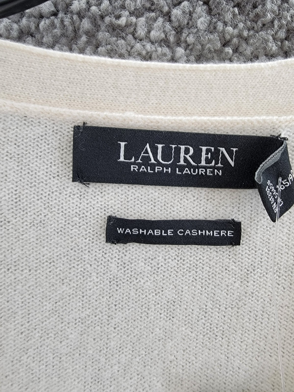 Lauren Ralph Lauren Umatilla Cashmere Cardigan Sweater Women's M Winter Cream~ - Picture 10 of 12