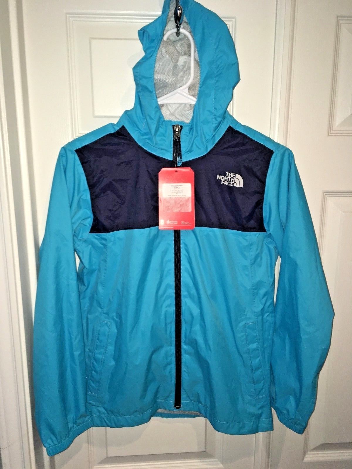 New North Face Boys M (10-12) Zipline Rain Jacket Torquoise New North Face Boys M (10-12) Zipline Rain Jacket Torquoise