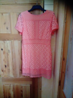 ladies coral coloured summer dress by oasis size L