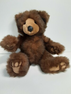 NWT Russ Berrie & Co 14'' Plush Pecan Brown Grizzly Bear Grizzles Caress Soft Pet