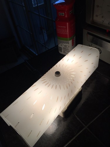 VINTAGE MID CENTURY BATHROOM VANITY GLASS LIGHT BAR FIXTURE, FLORAL, 14in DAISY