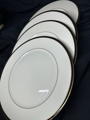 Set Of 4 Lenox Urban Lights 10 3/4'' Dinner Plates Gold & Black Trim  Millennium