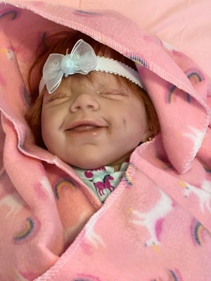 Lifelike Ooak Reborn baby girl doll April 3D art skin,excellent therapy doll too