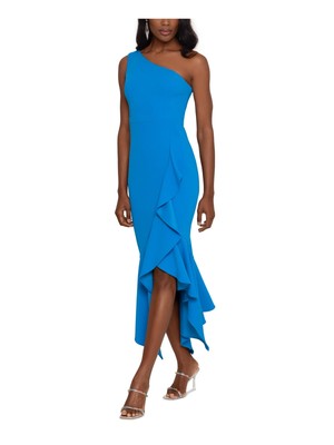 Женское вечернее платье макси без рукавов XSCAPE Womens Blue Hi-lo Hem 16