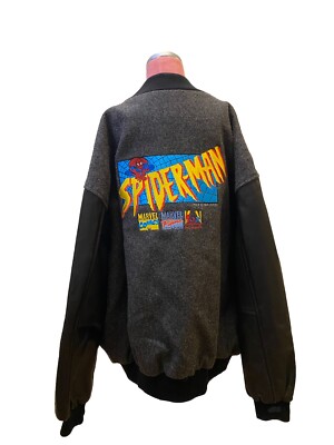 Vintage Sichel Spiderman Leather Bomber Jacket Marvel Comics NYCC SDCC Large L