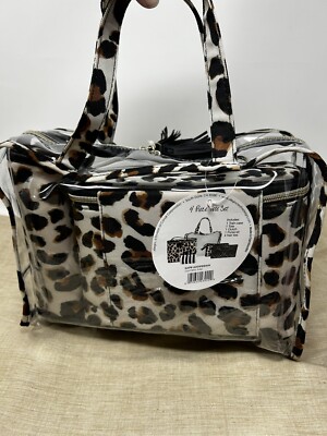 Modella Animal Print 4-Piece Travel Tote Cosmetic Bag Case